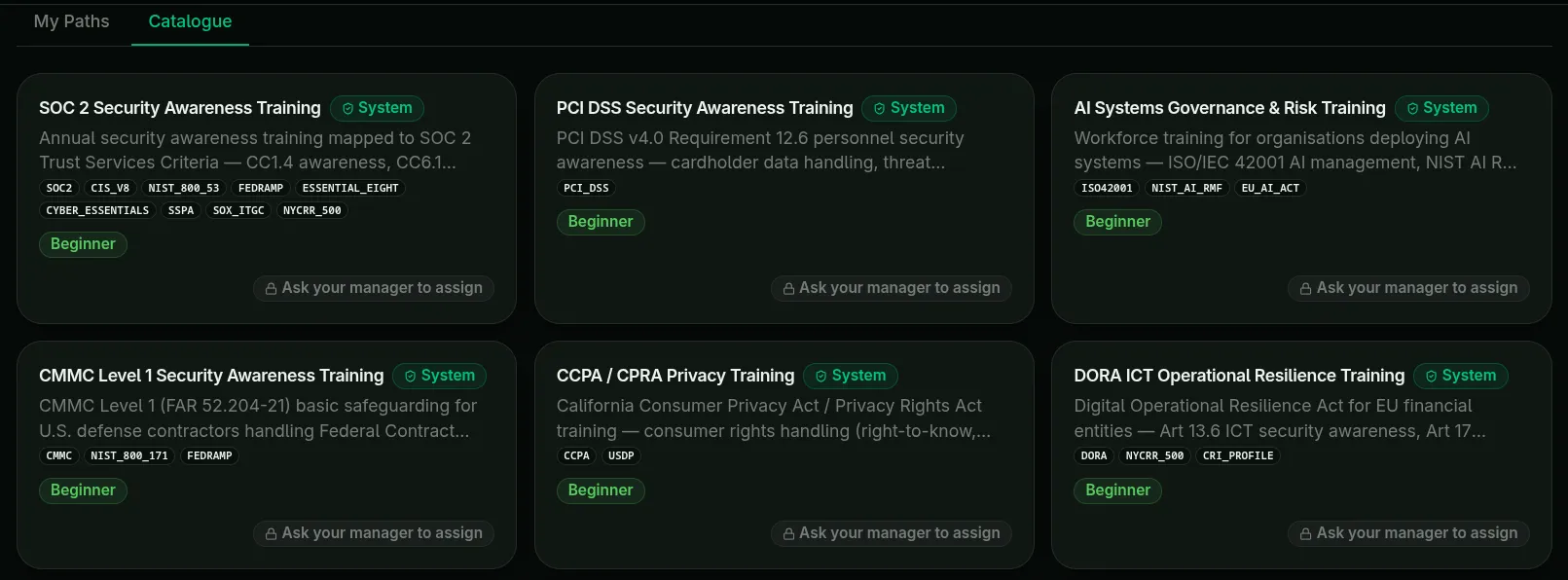 Learning path catalogue