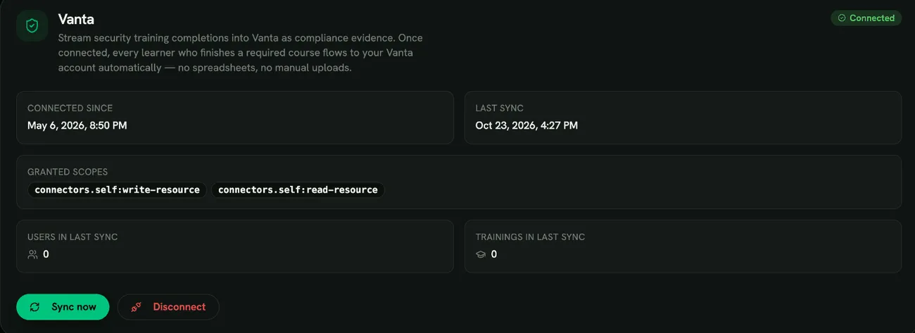 The Vanta integration page in RansomLeak
